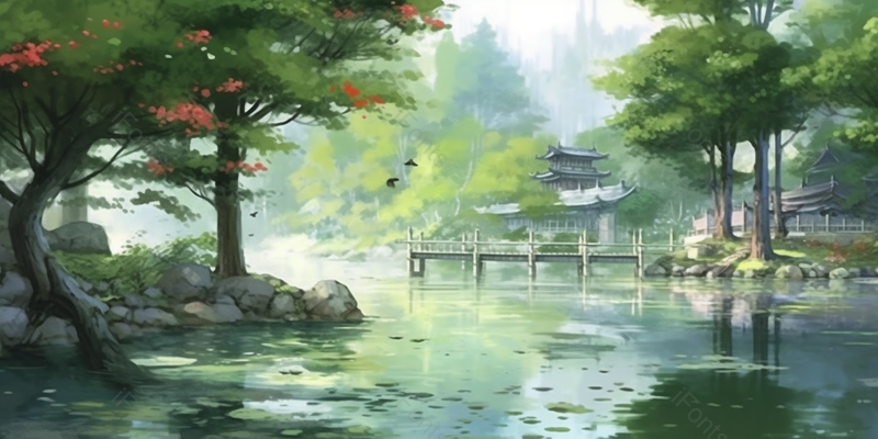 唯美意境古风自然春天山水节气水彩画,插画/手绘图,插画/手绘图库,插画/手绘图下载,插画/手绘